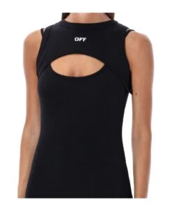 Off-White Off Stamp Rib Round Mini Dress -Italist Store 4eb93f8479224986fae5d7a836035fec