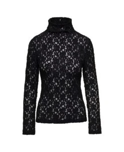 Chloé Black Long Sleeve Top In Floreal Lace Woman