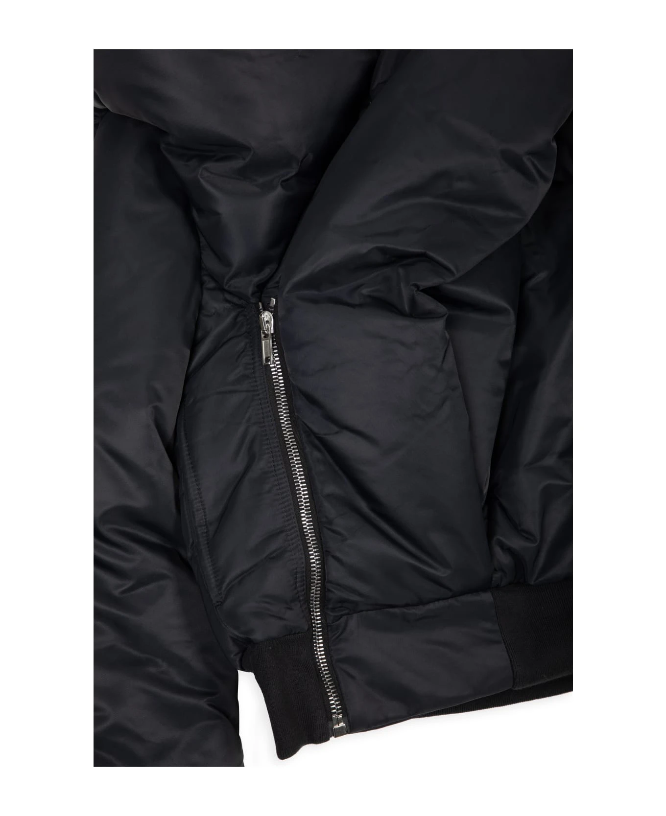 Doll Bomber Black Nylon Asymmetrical Draped Bomber Jacket - Doll Bomber 3 Doll Bomber Black Nylon Asymmetrical Draped Bomber Jacket - Doll Bomber - Image 3