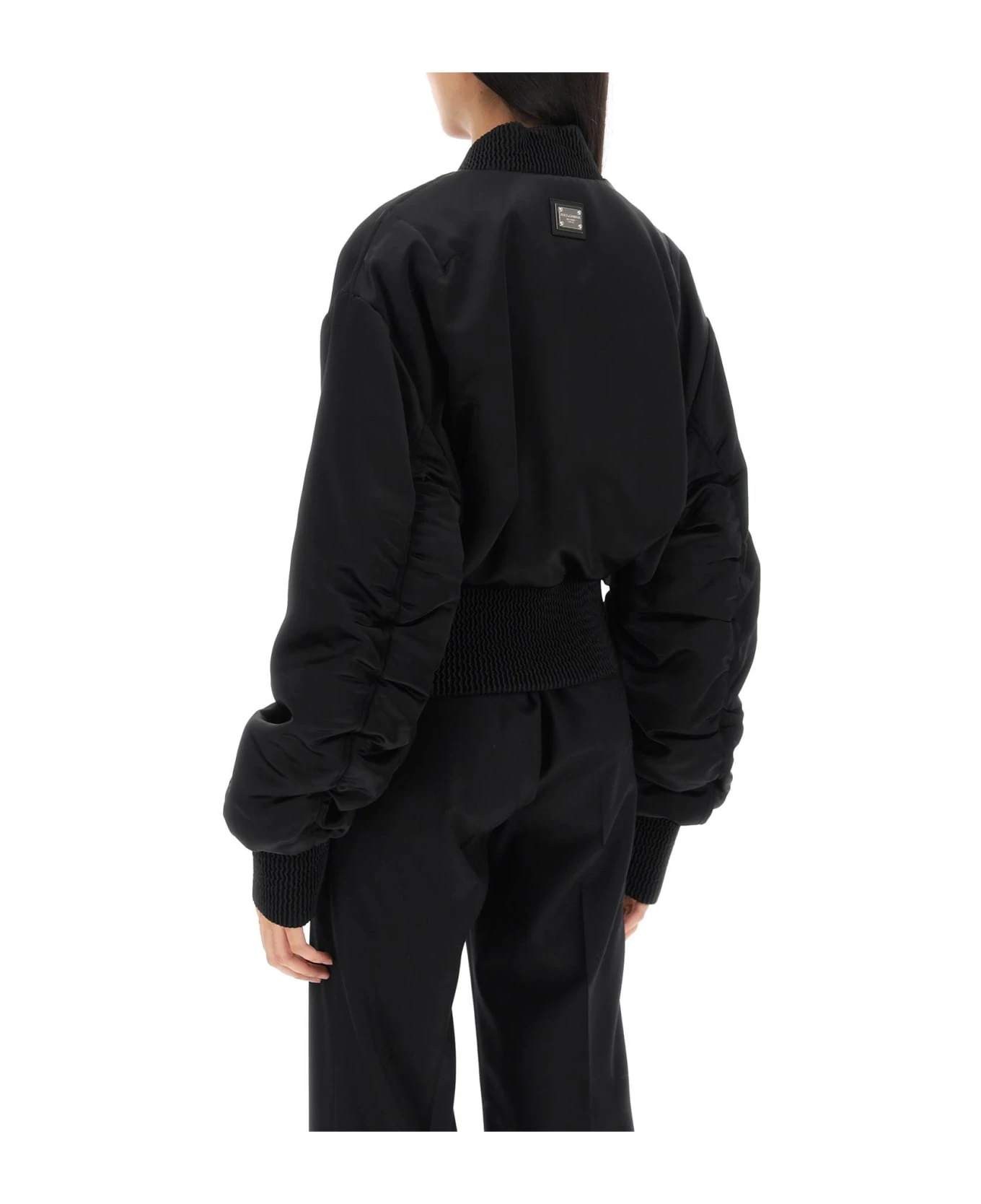 Dolce & Gabbana Charmeuse Bomber Jacket With Draped Sleeves 3 Dolce & Gabbana Charmeuse Bomber Jacket With Draped Sleeves - Image 3