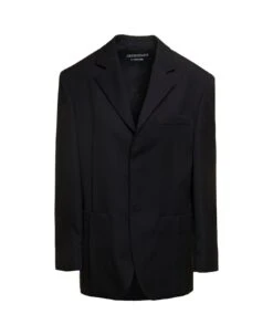 Jacquemus 'la Veste D'homme' Black Single-breasrted Jacket With Welt Pockets In Wool Woman