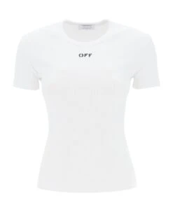 Off-White Ribbed T-shirt With Off Print