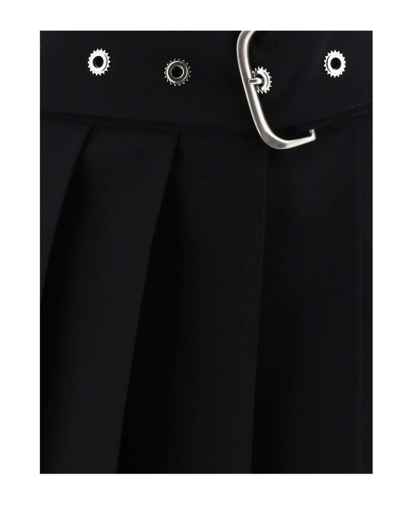 Off-White Stretch Wool Pleated Skirt 3 Off-White Stretch Wool Pleated Skirt - Image 3