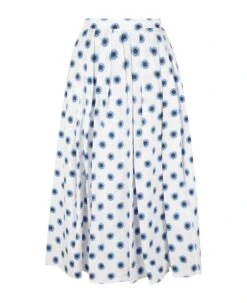 Alexander McQueen Floral Print Pleated Flare Skirt