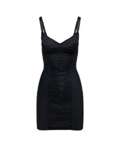 Dolce & Gabbana Black Bustier Mini-dress In Polyamide Woman
