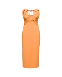 Jacquemus Orange Midi Dress La Robe Bikini In Cotton Blend Woman