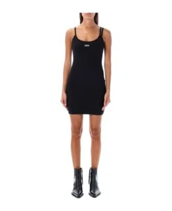 Off-White Off Stamp Rib Basic Mini Dress