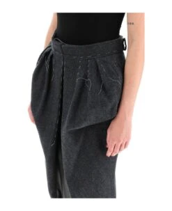 Maison Margiela Wool Midi Skirt With Stitching -Italist Store 5a8642a162c8264a1a60787be0cc1012