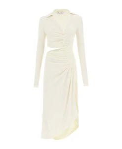 Off-White Asymmetric Cut-out Jersey Dress