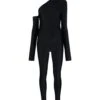 Black Asymmetric Off-shoulder Jumpsuit