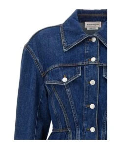 Alexander McQueen Peplum Denim Jacket -Italist Store 5d104865ec2af11fb83ad8bedb4a4610