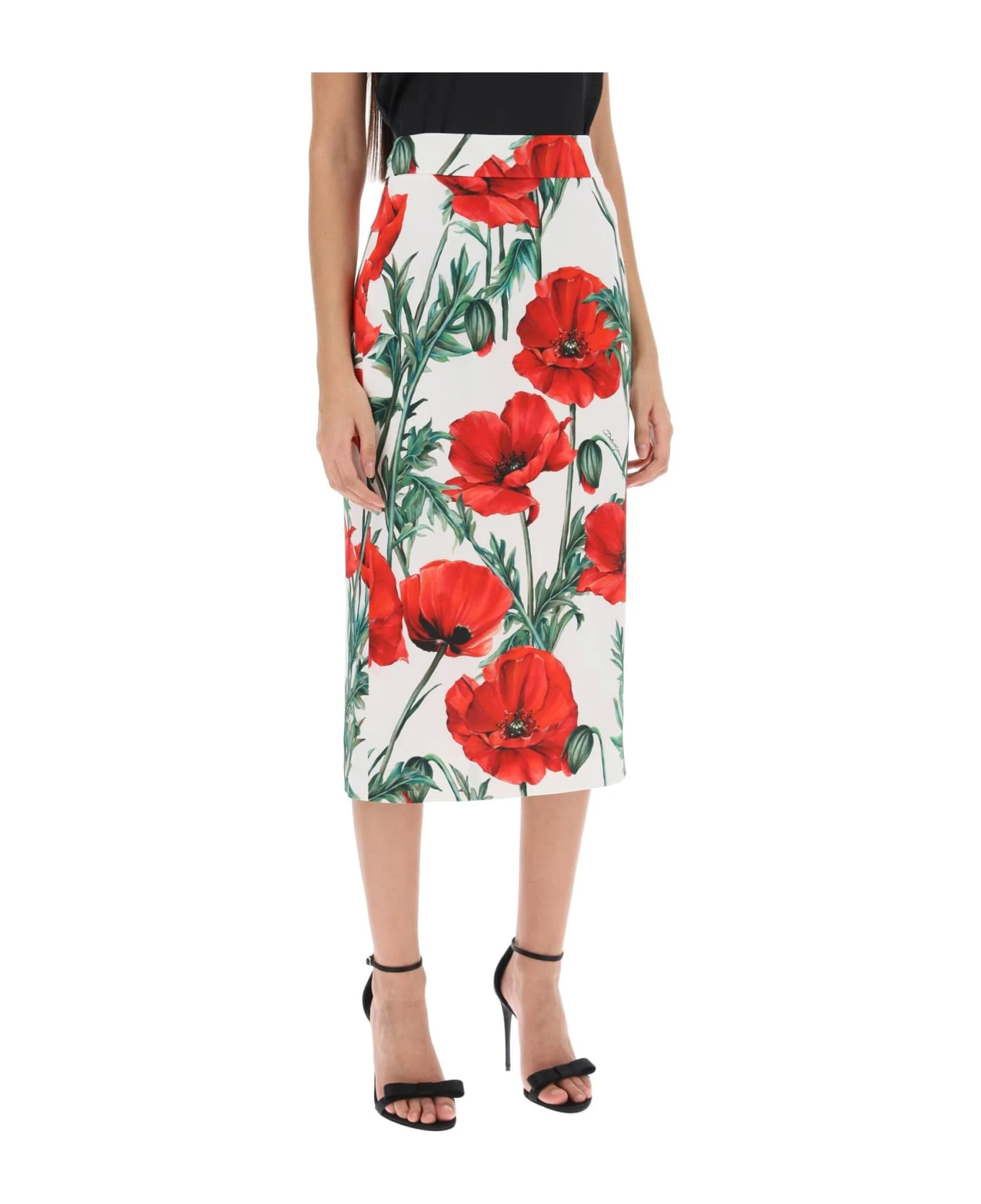 Dolce & Gabbana Midi Skirt With Poppy Print 2 Dolce & Gabbana Midi Skirt With Poppy Print - Image 2