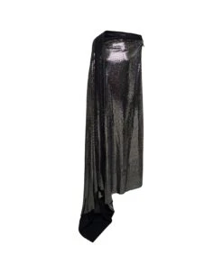 Balenciaga 'minimal' Black And Silver Draped Sleeveless Gown In Metallic Jersey Woman