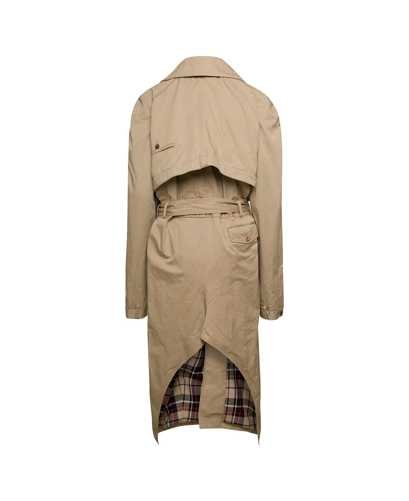 Balenciaga Beige Deconstructed Trench Coat With Matching Belt In Cotton Twill Woman 2 Balenciaga Beige Deconstructed Trench Coat With Matching Belt In Cotton Twill Woman - Image 2