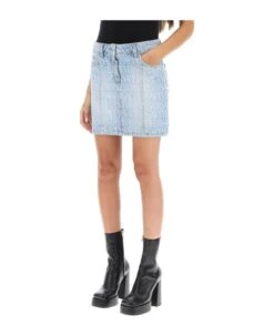 Versace Monogram Denim Mini Skirt -Italist Store 60bb07c5c6bcaaa0c2e2931559f82e3e