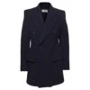 Balenciaga 'hourglass' Blue Double-breasted Jacket With Peaked Revers In Brushed Wool Woman