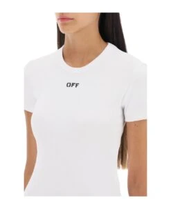 Off-White Ribbed T-shirt With Off Print -Italist Store 657826b7a3b9558159491a9e89bffeb5