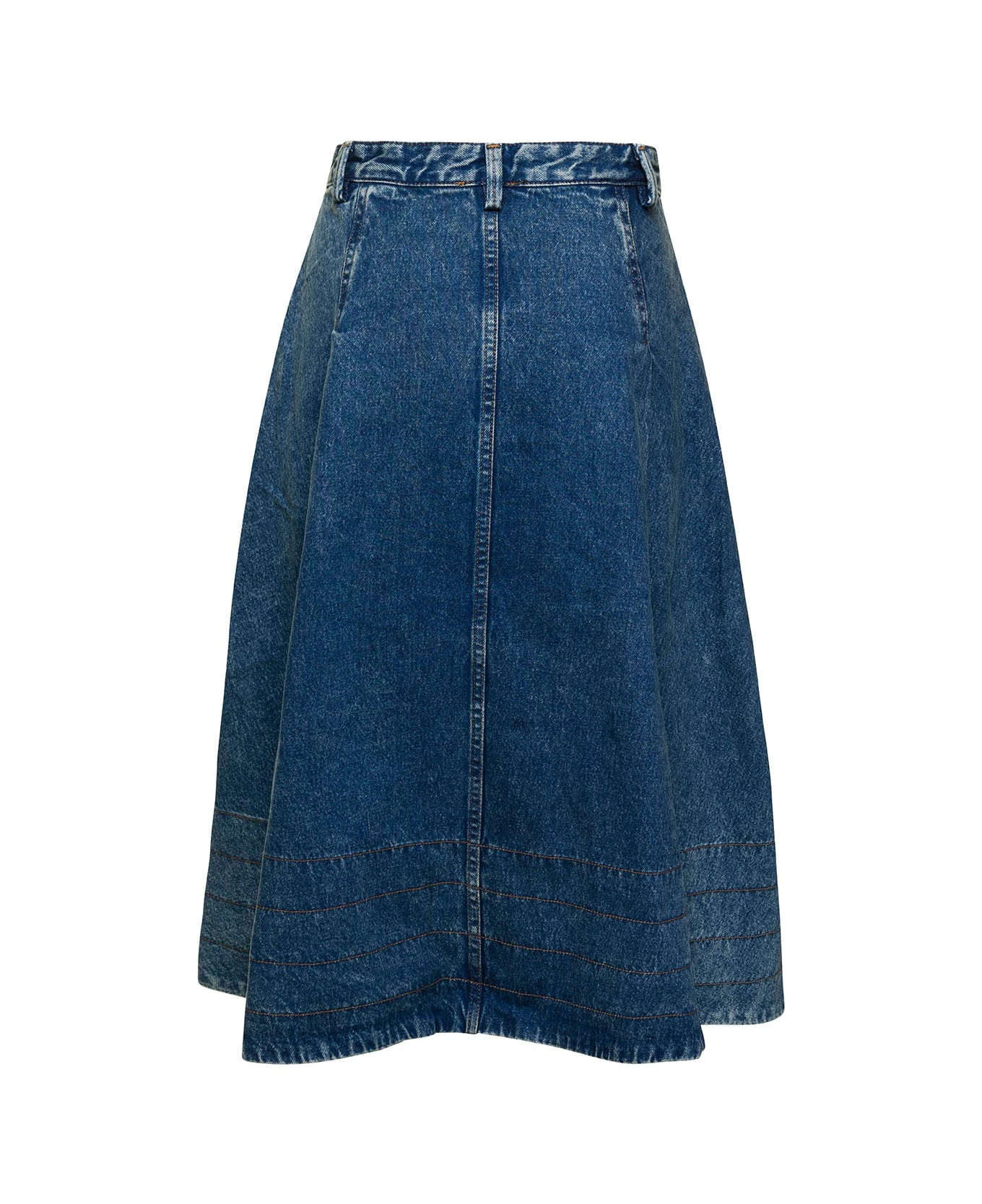 A.P.C. Oversized Midi Light Blue Skirt In Cotton Denim Woman 2 A.P.C. Oversized Midi Light Blue Skirt In Cotton Denim Woman - Image 2