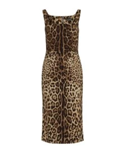Dolce & Gabbana Animal Print Back Zip Sleeveless Dress