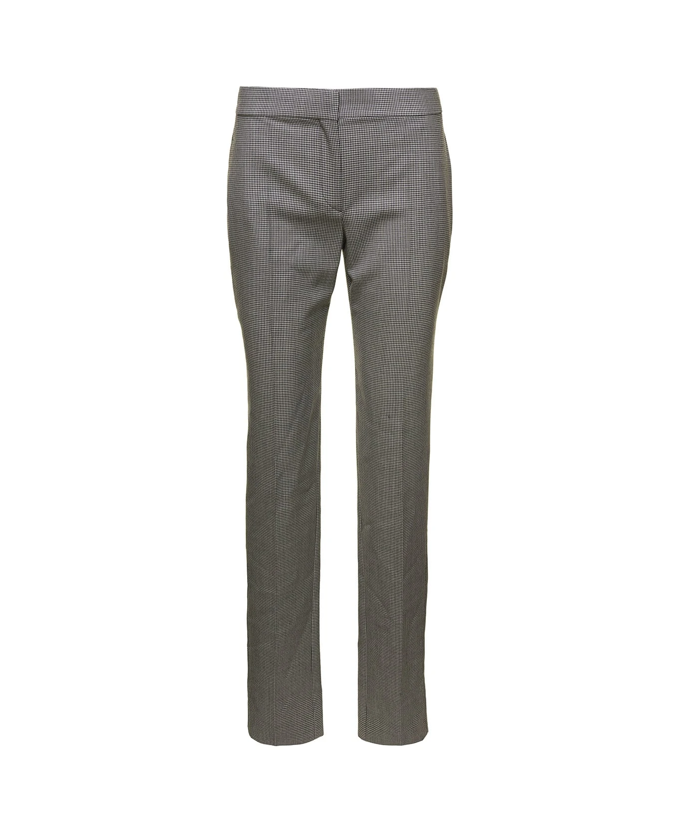 Alexander McQueen Grey Tailored Pants With Houndstooth Motif In Wool Woman 1 Alexander McQueen Grey Tailored Pants With Houndstooth Motif In Wool Woman