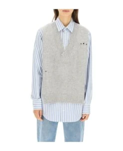 Maison Margiela Distressed Vest Layered Shirt -Italist Store 6dd432ca00b940f7c19e96a72a19bf27