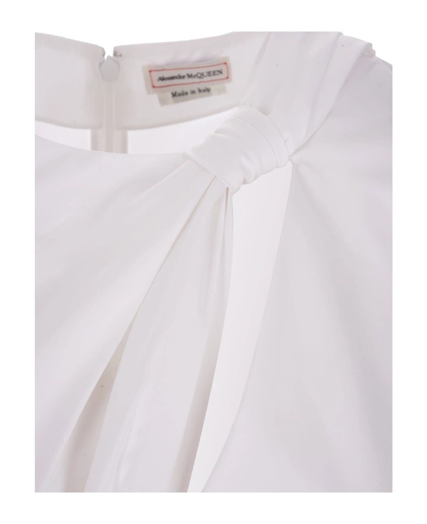 Alexander McQueen White Midi Dress With Knot Detail 4 Alexander McQueen White Midi Dress With Knot Detail - Image 4