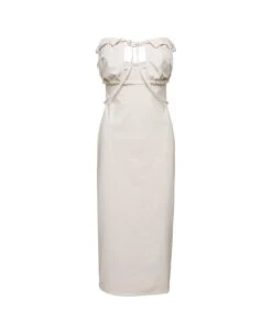 Jacquemus 'la Robe Bikin' Midi White Dress In Cotton Blend Woman