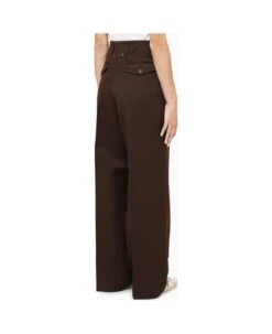Golden Goose Coffee-coloured Palazzo Trousers With Pleats -Italist Store 720b7074ef60493537a7820d08cd7404