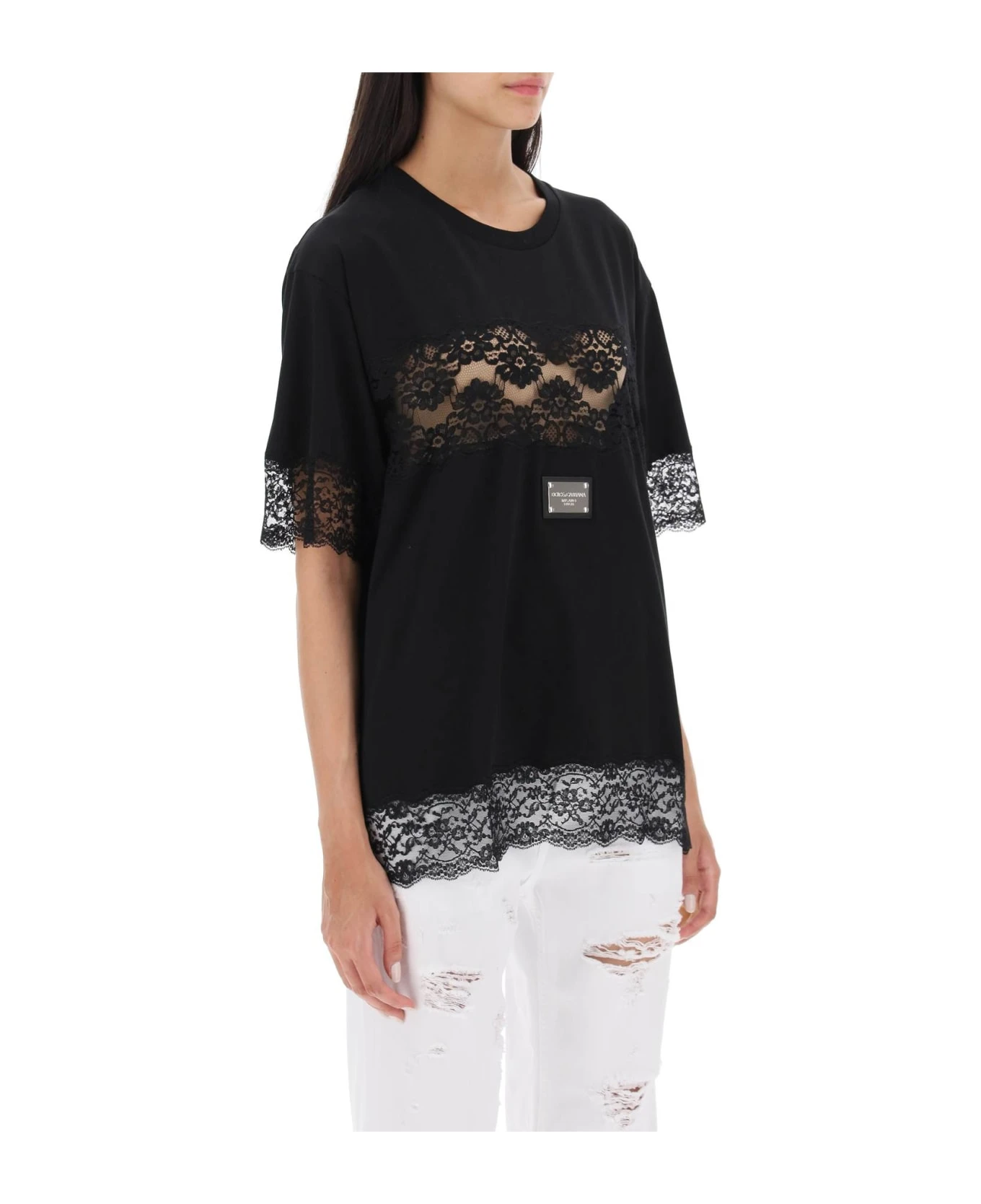 Dolce & Gabbana T-shirt With Lace Inserts 2 Dolce & Gabbana T-shirt With Lace Inserts - Image 2
