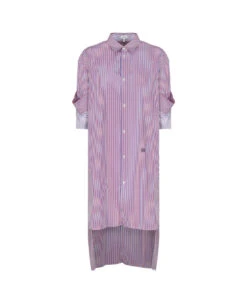 Loewe Shirt Dress With Lapel In Striped Cotton