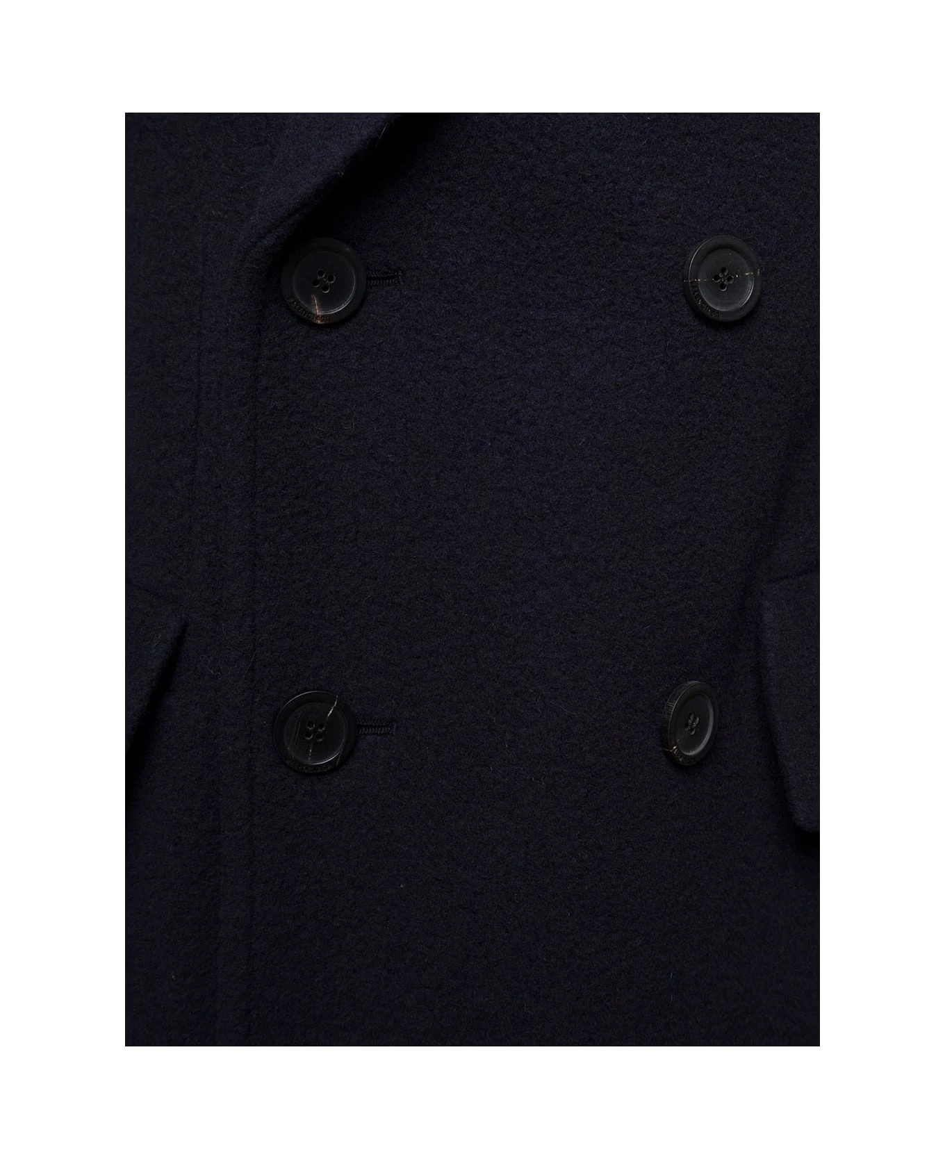 Balenciaga 'hourglass' Blue Double-breasted Jacket With Peaked Revers In Brushed Wool Woman 3 Balenciaga 'hourglass' Blue Double-breasted Jacket With Peaked Revers In Brushed Wool Woman - Image 3