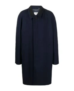Maison Margiela Dark Blue Virgin Wool Blend Coat
