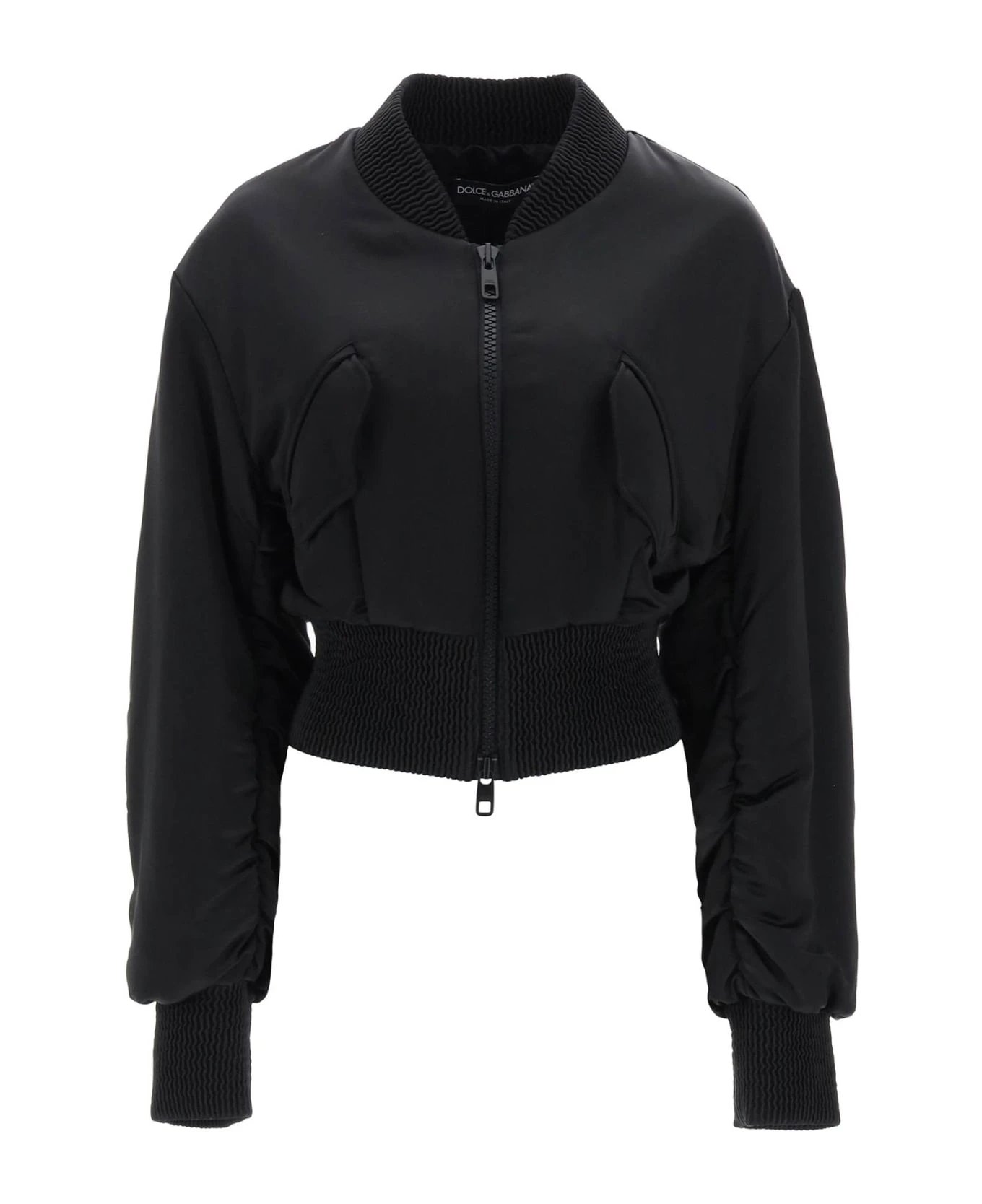 Dolce & Gabbana Charmeuse Bomber Jacket With Draped Sleeves 1 Dolce & Gabbana Charmeuse Bomber Jacket With Draped Sleeves
