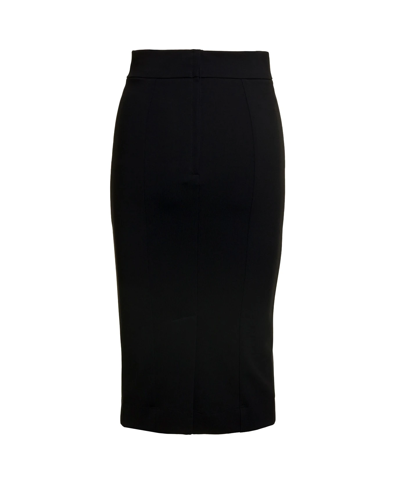 Dolce & Gabbana Midi Black Skirt With Quilted Detail In Fabric Woman 2 Dolce & Gabbana Midi Black Skirt With Quilted Detail In Fabric Woman - Image 2