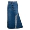 Alexander McQueen Midi Light Blue Skirt With Wide Front Split In Cotton Denim Woman
