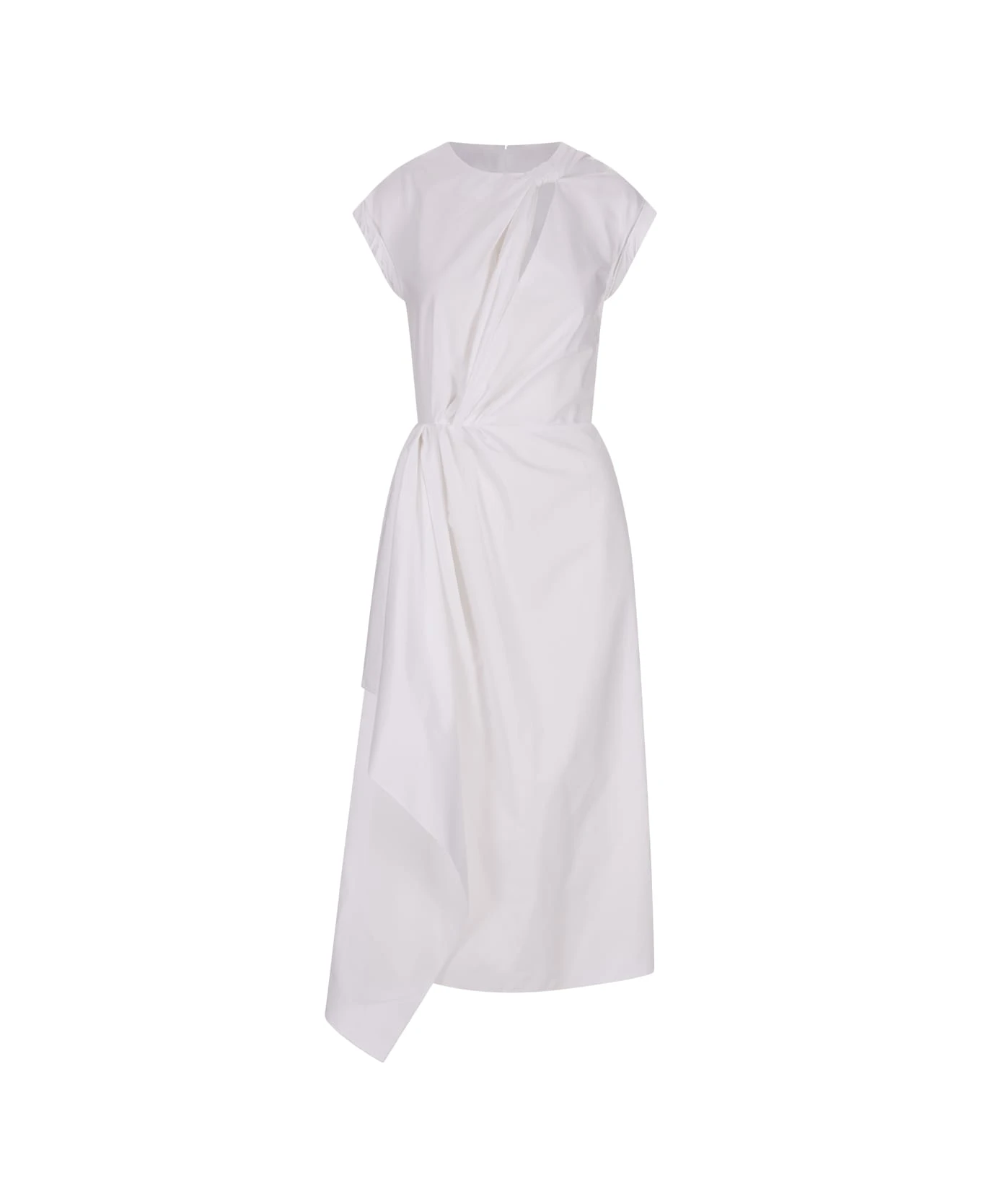 Alexander McQueen White Midi Dress With Knot Detail 1 Alexander McQueen White Midi Dress With Knot Detail
