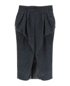 Maison Margiela Wool Midi Skirt With Stitching