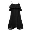 Black Tiered Sleeveless Minidress With Ruffles In Cotton Woman