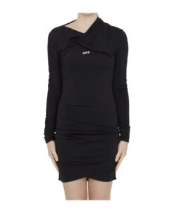 Off-White Fluid Jersey Twist Mini Dress
