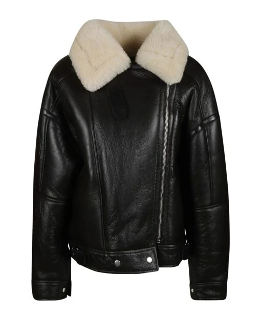 Acne Studios Fur Collar Zipped Leather Jacket -Italist Store 94da14a331f91acdcbc360e9381b9965