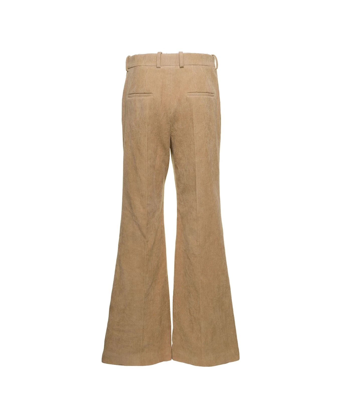 Chloé Beige Flare Pants With Welt Pockets In Velvet Woman 2 Chloé Beige Flare Pants With Welt Pockets In Velvet Woman - Image 2