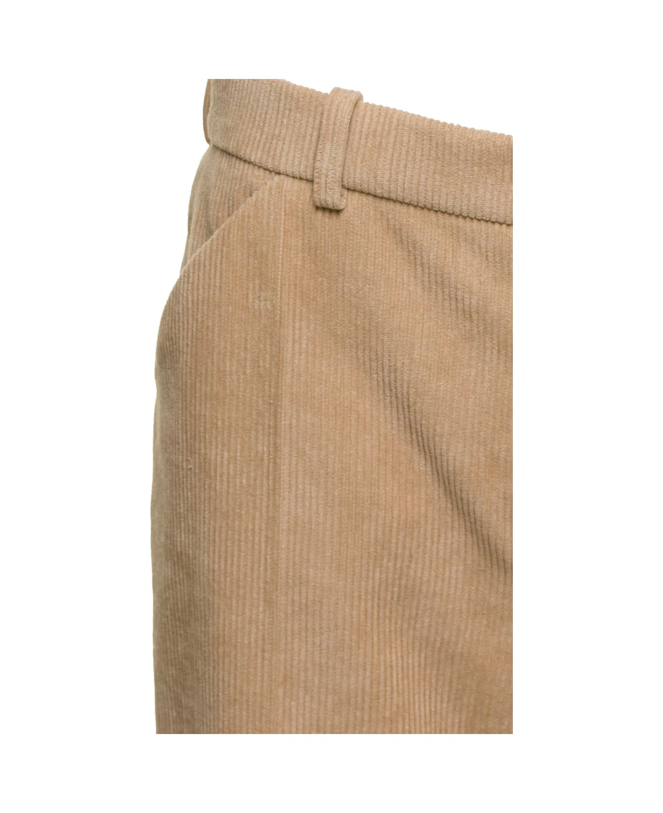 Chloé Beige Flare Pants With Welt Pockets In Velvet Woman 3 Chloé Beige Flare Pants With Welt Pockets In Velvet Woman - Image 3