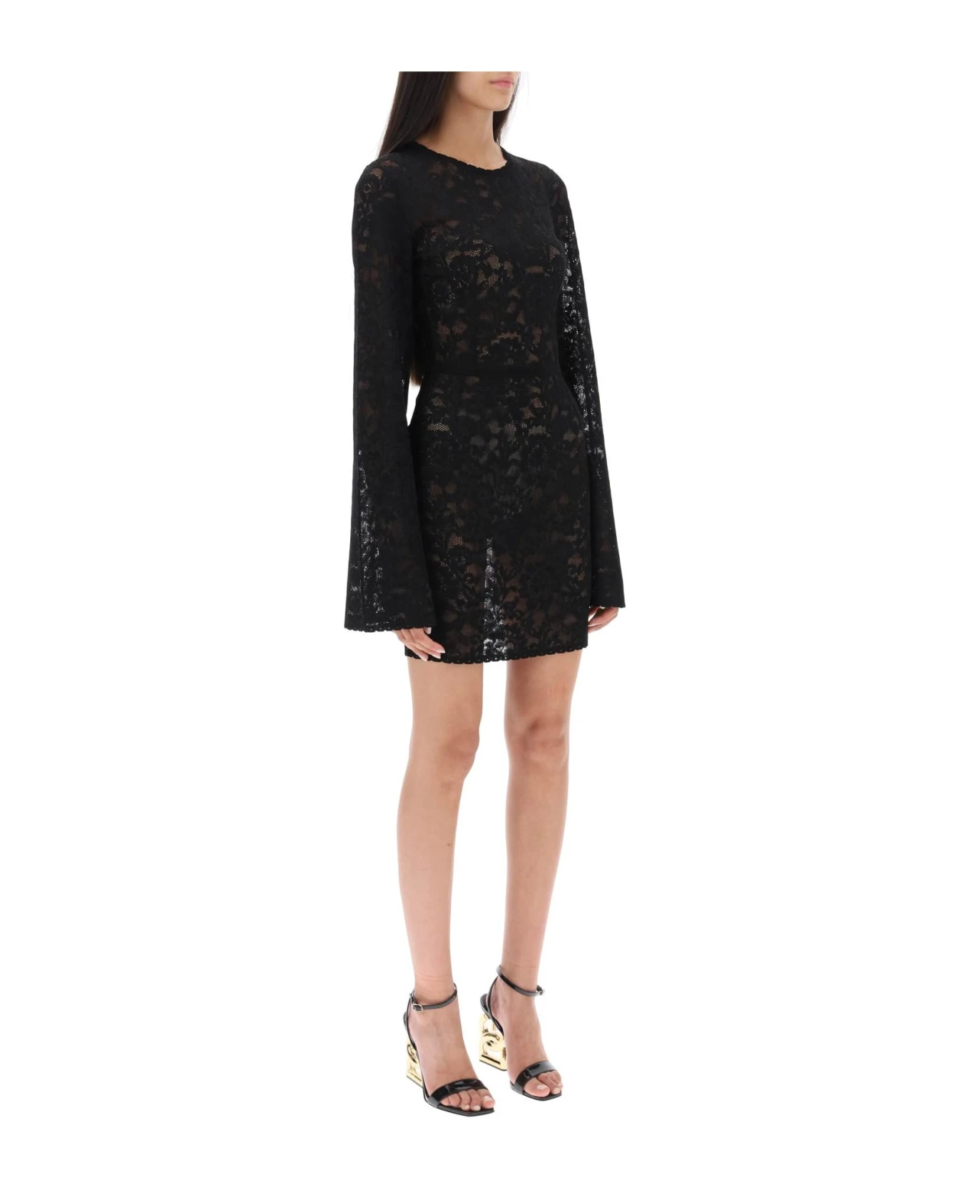 Dolce & Gabbana Mini Dress In Floral Openwork Knit 2 Dolce & Gabbana Mini Dress In Floral Openwork Knit - Image 2