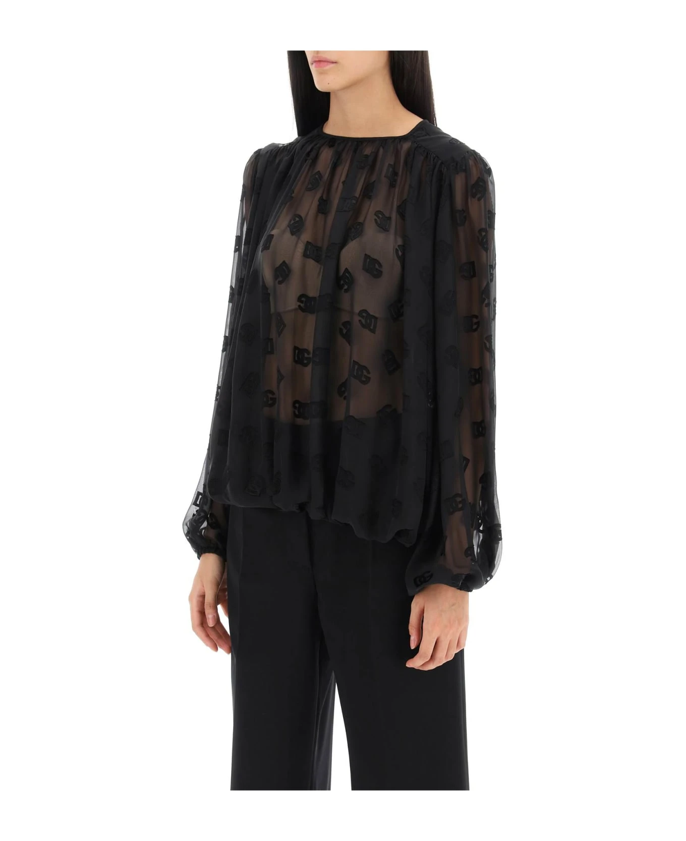 Dolce & Gabbana Dg Dévoré Satin Blouse 4 Dolce & Gabbana Dg Dévoré Satin Blouse - Image 4