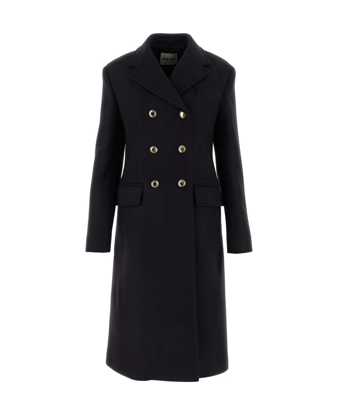 Miu Miu Midnight Blue Wool Coat 1 Miu Miu Midnight Blue Wool Coat