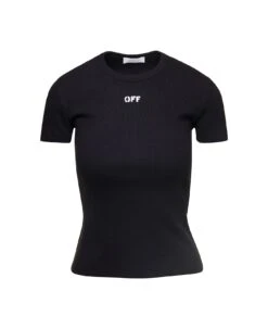 Off-White Off Stamp Rib Basic Tee Black White