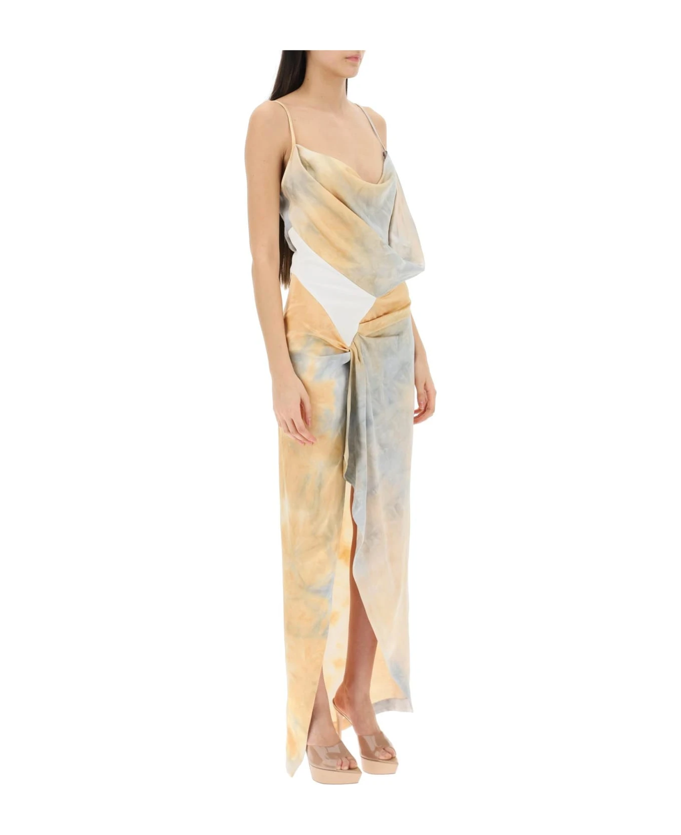 Off-White Draped Tie-dye Dress 2 Off-White Draped Tie-dye Dress - Image 2