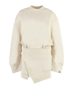 Ivory Cotton Mini Sweatdress