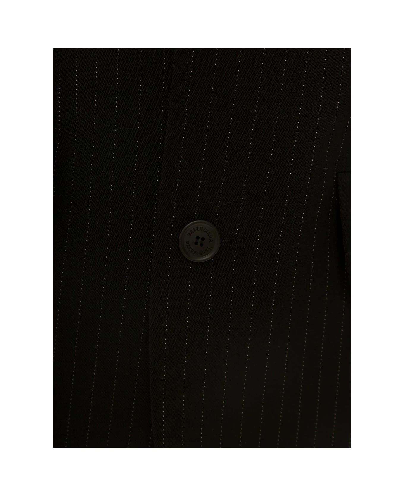 Balenciaga 'hourglass' Black Pinstripe Single-breasted Jacket In Stretch Wool Woman 3 Balenciaga 'hourglass' Black Pinstripe Single-breasted Jacket In Stretch Wool Woman - Image 3