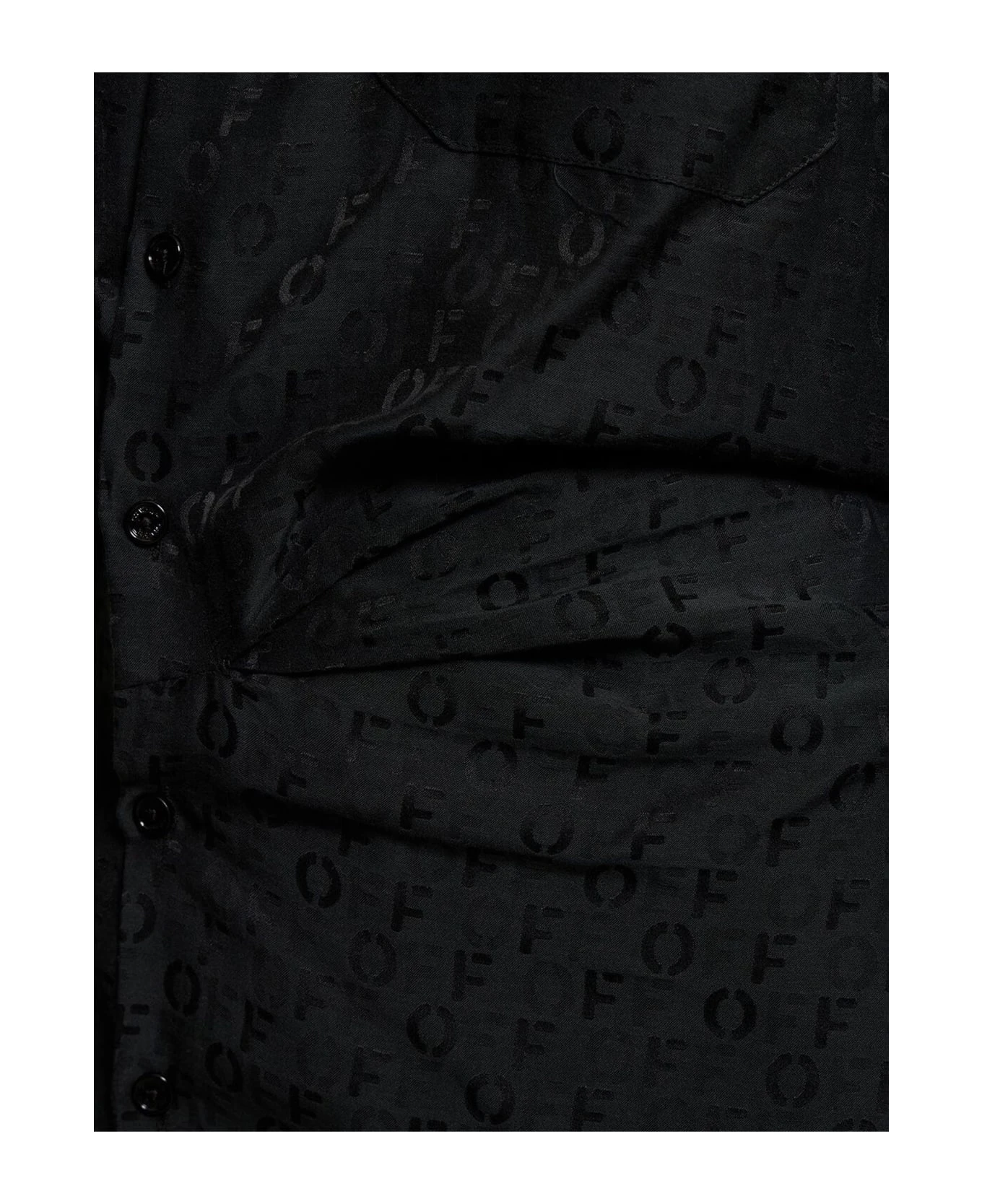 Off-White Black Silk-cotton Blend Shirtdress 3 Off-White Black Silk-cotton Blend Shirtdress - Image 3